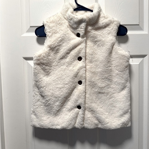 Hanna Andersson Faux Fur Vest Cream White Girls 12 - Picture 1 of 8